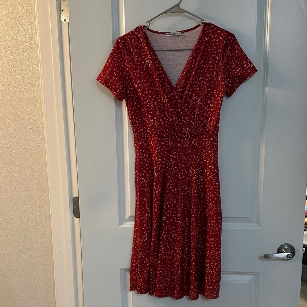 Old Navy Red Floral Midi Dress